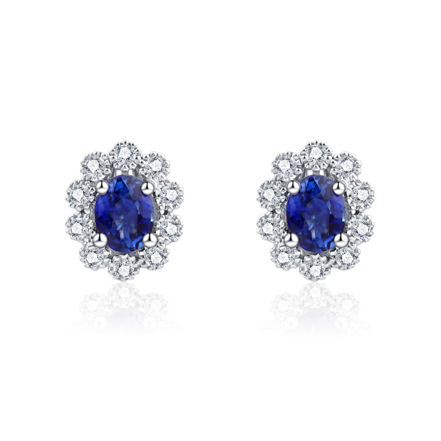 18K WHIITE GOLD EARRINGS WITH BLUE SAPPHIRE