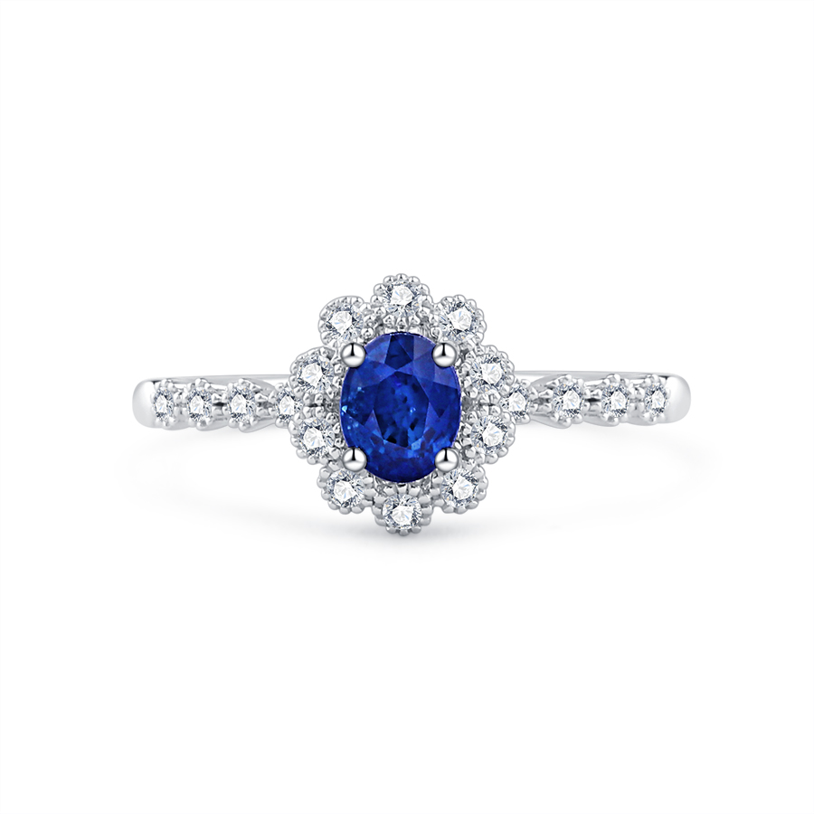 18K WHITE GOLD RING WITH BLUE SAPPHIRE