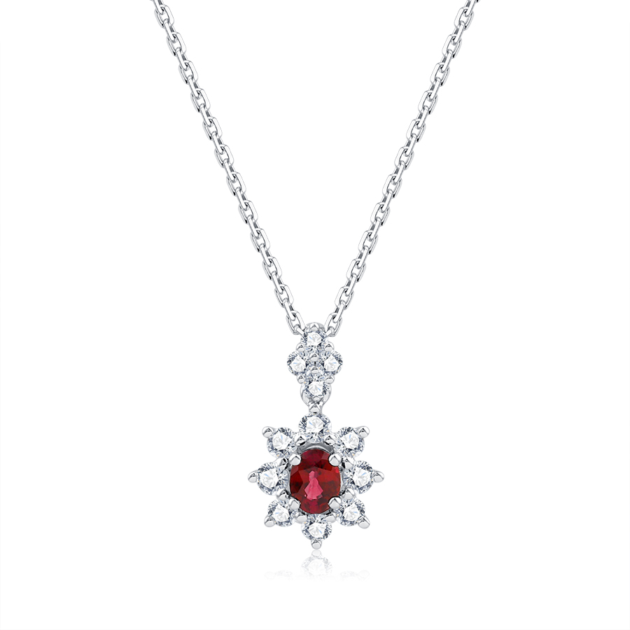 18K GOLD RUBY AND DIAMOND NECKLACE