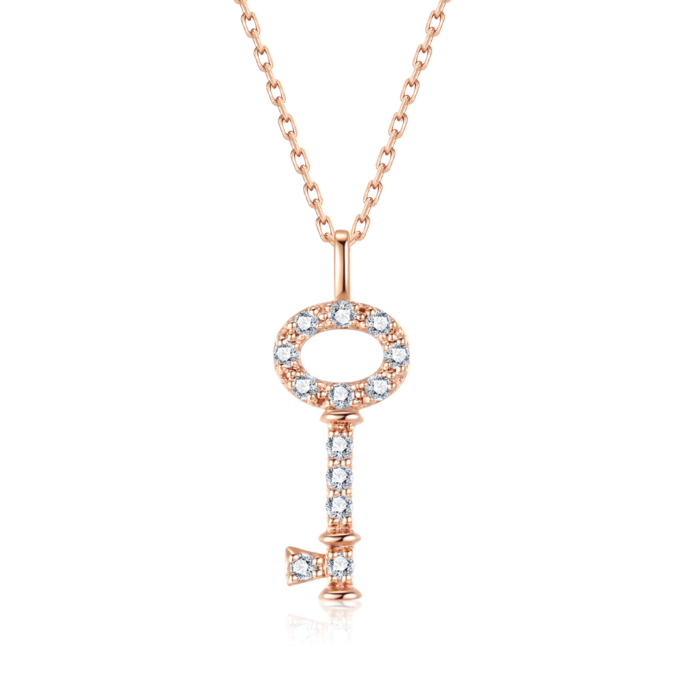 18K GOLD KEY DIAMOND NECKLACE