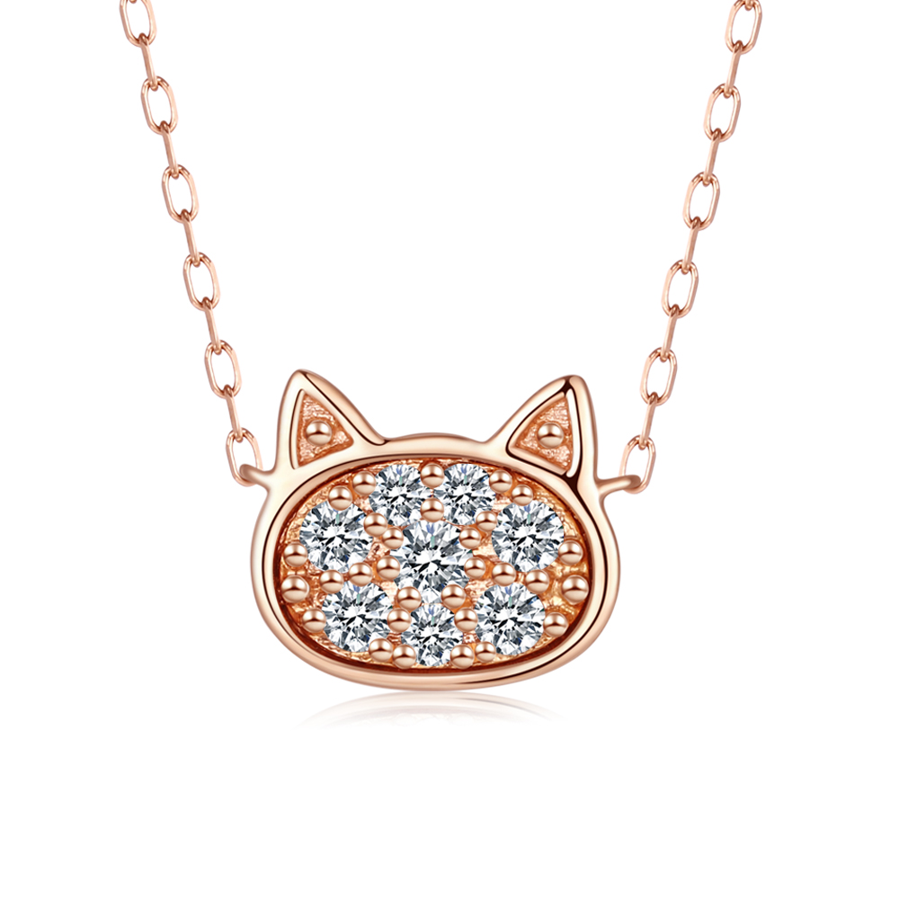 18K GOLD CAT DIAMOND NECKLACE