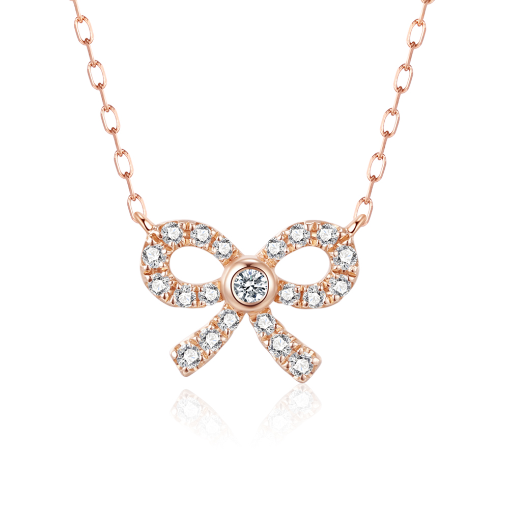 18K GOLD BOWKNOT DIAMOND NECKLACE