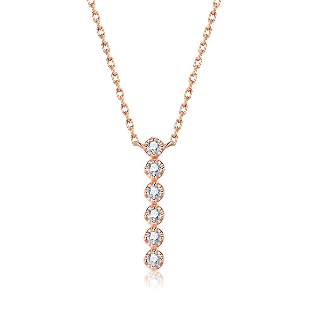 18K GOLD STRAIGHT LINE DIAMOND NECKLACE