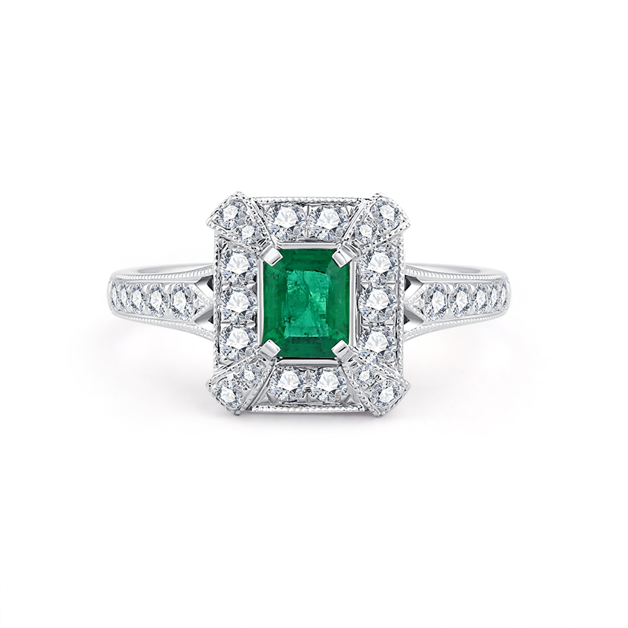 18K GOLD VINTAGE EMERALD RING