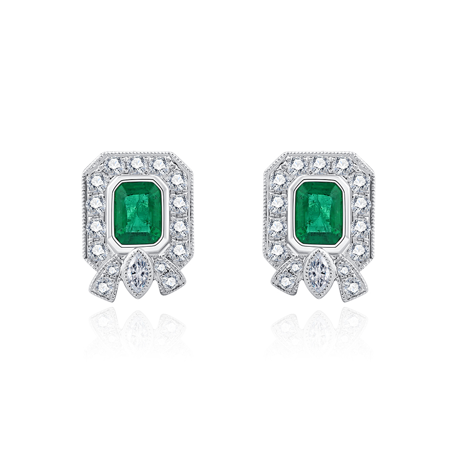 18K GOLD EMERALD VINTAGE EARRINGS