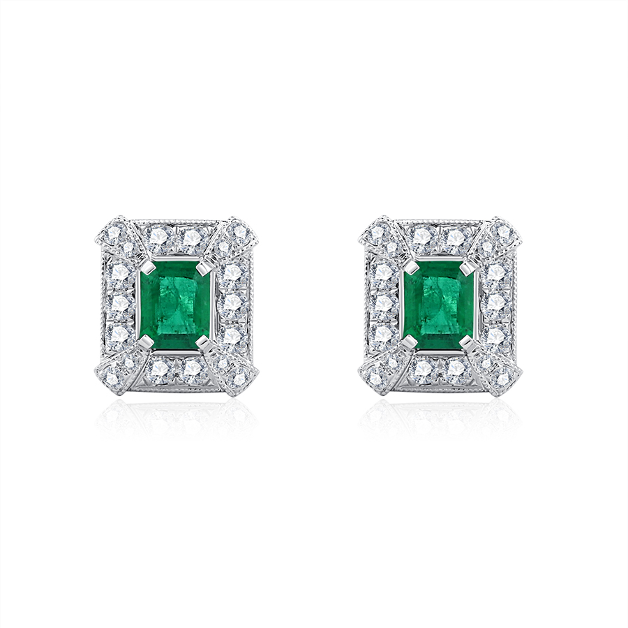 18K GOLD EMERALD EARRINGS