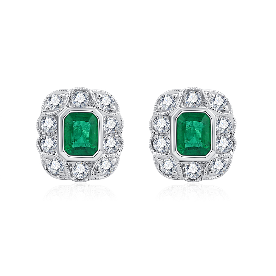 18K GOLD EMERALD VINTAGE EARRINGS