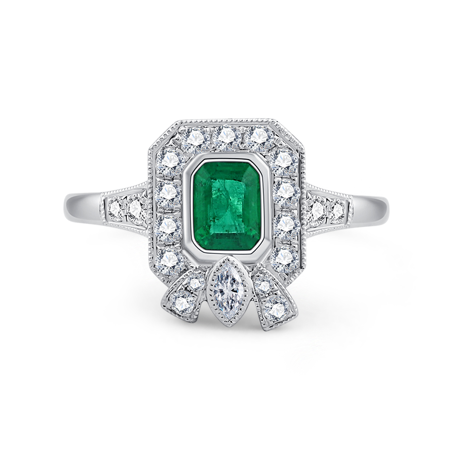 18K GOLD EMERALD VINTAGE RING