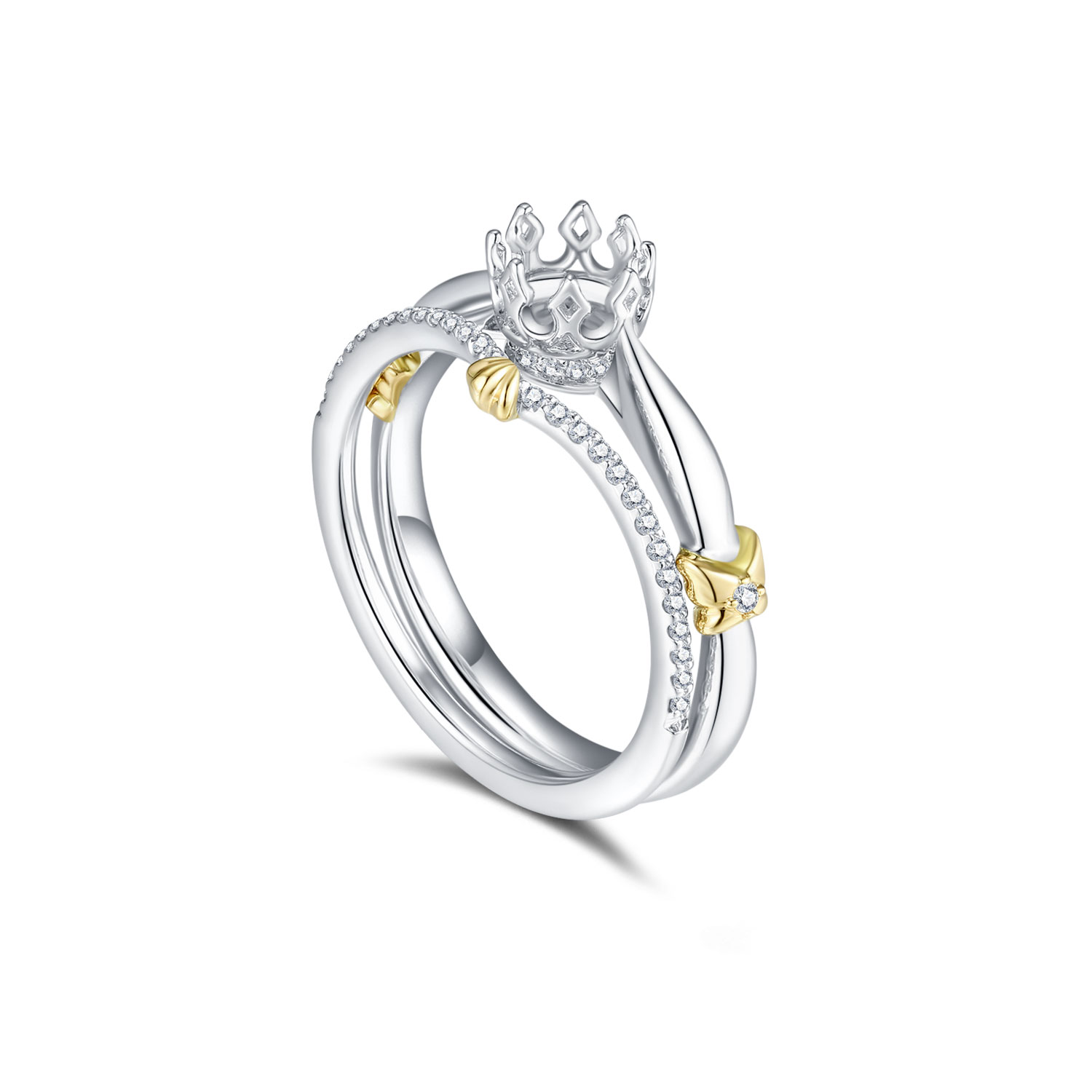 18K WHITE GOLD NATURAL DIAMOND SEMI MOUNTING RING SET