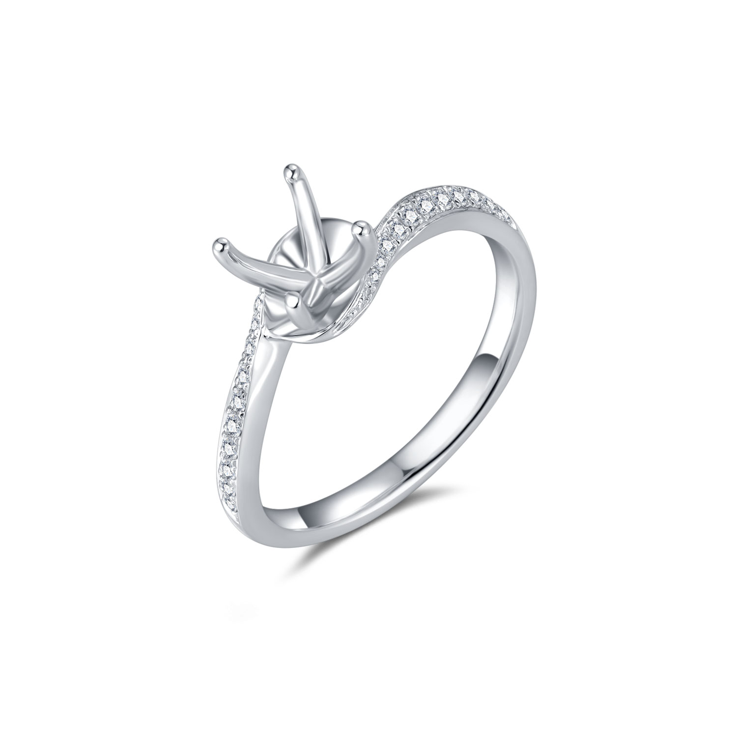 18K WHITE GOLD NATURAL DIAMOND SEMI MOUNTING RING