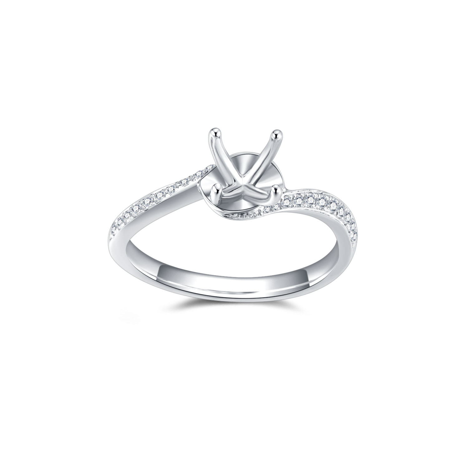 18K WHITE GOLD NATURAL DIAMOND SEMI MOUNTING RING