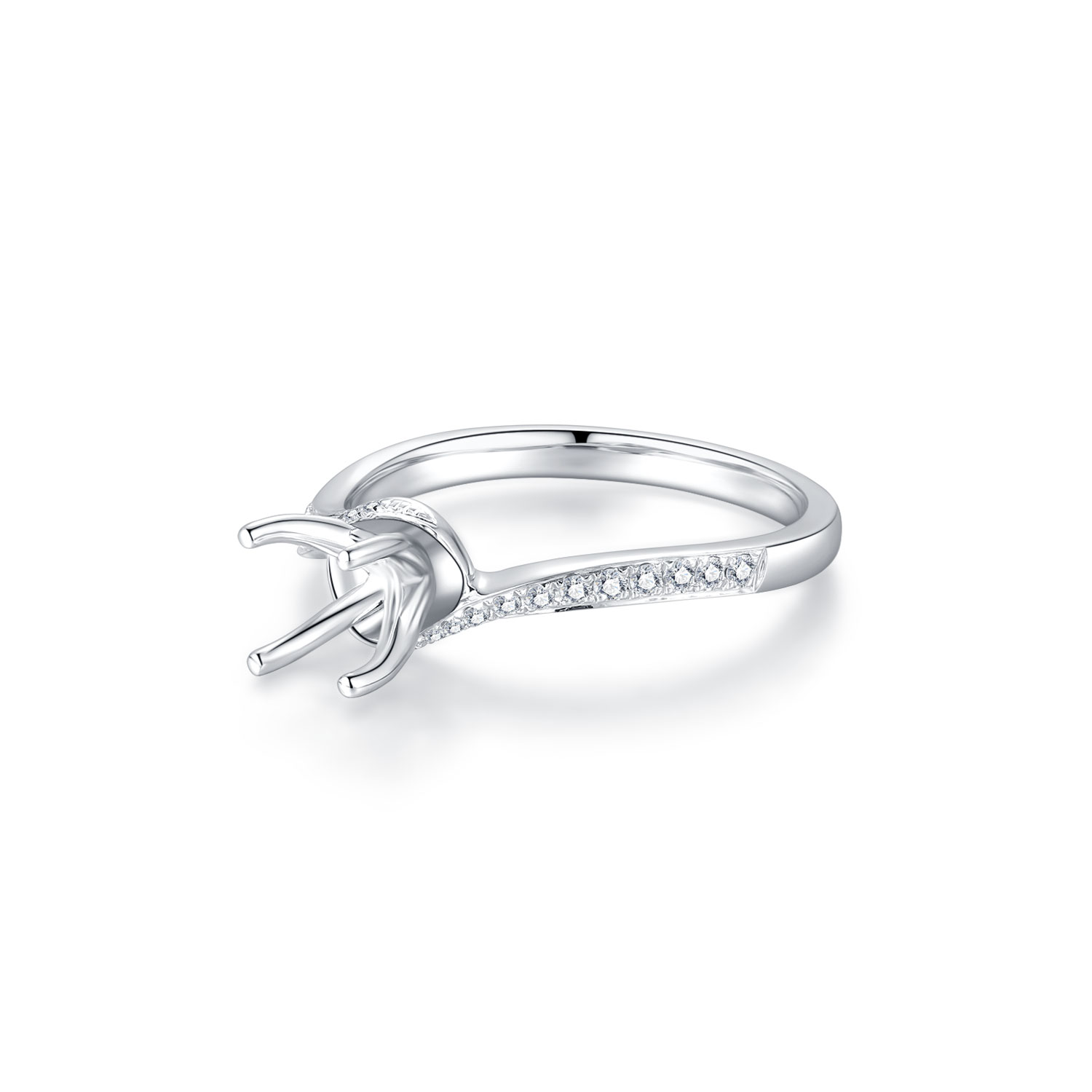 18K WHITE GOLD NATURAL DIAMOND SEMI MOUNTING RING
