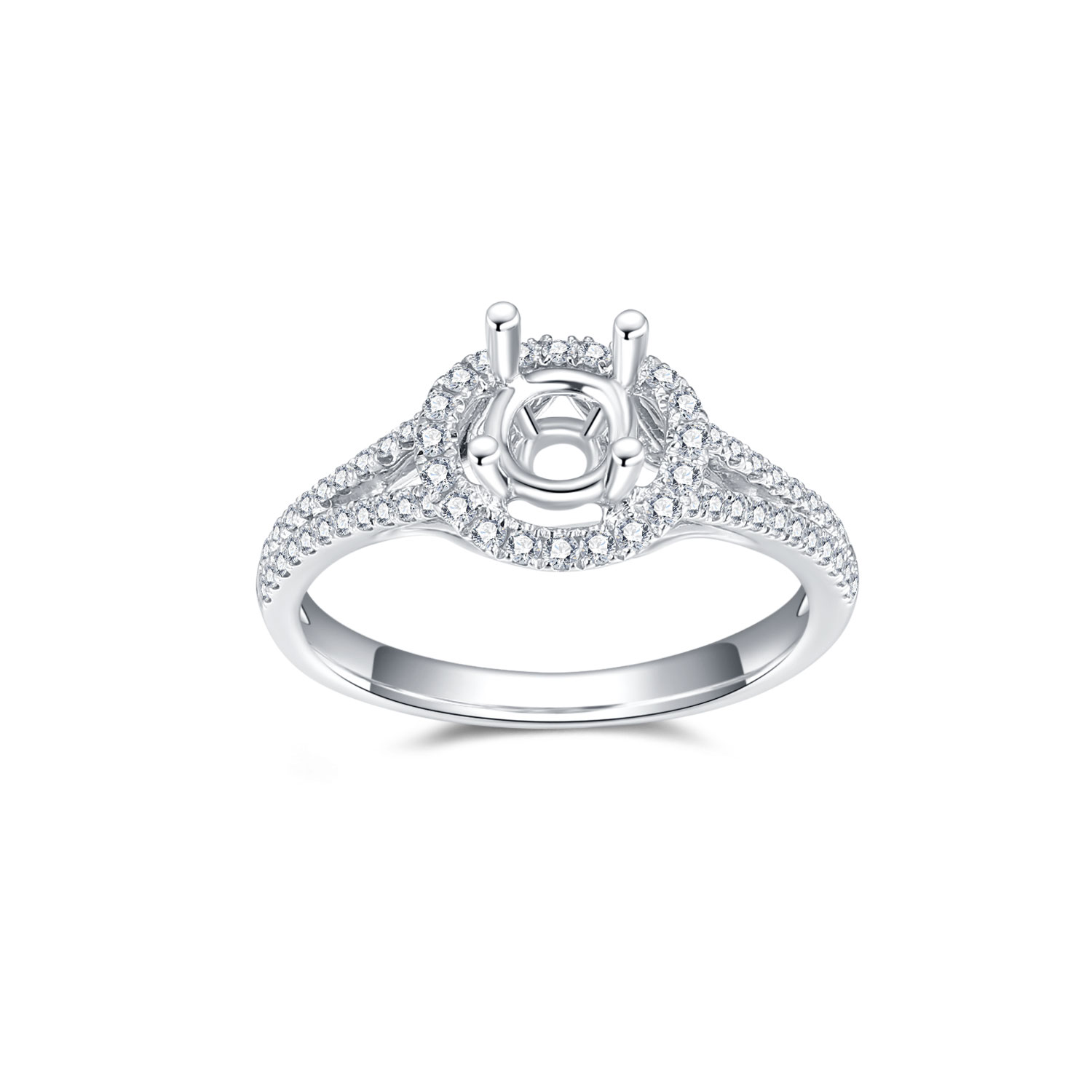 18K WHITE GOLD NATURAL DIAMOND SEMI MOUNTING RING