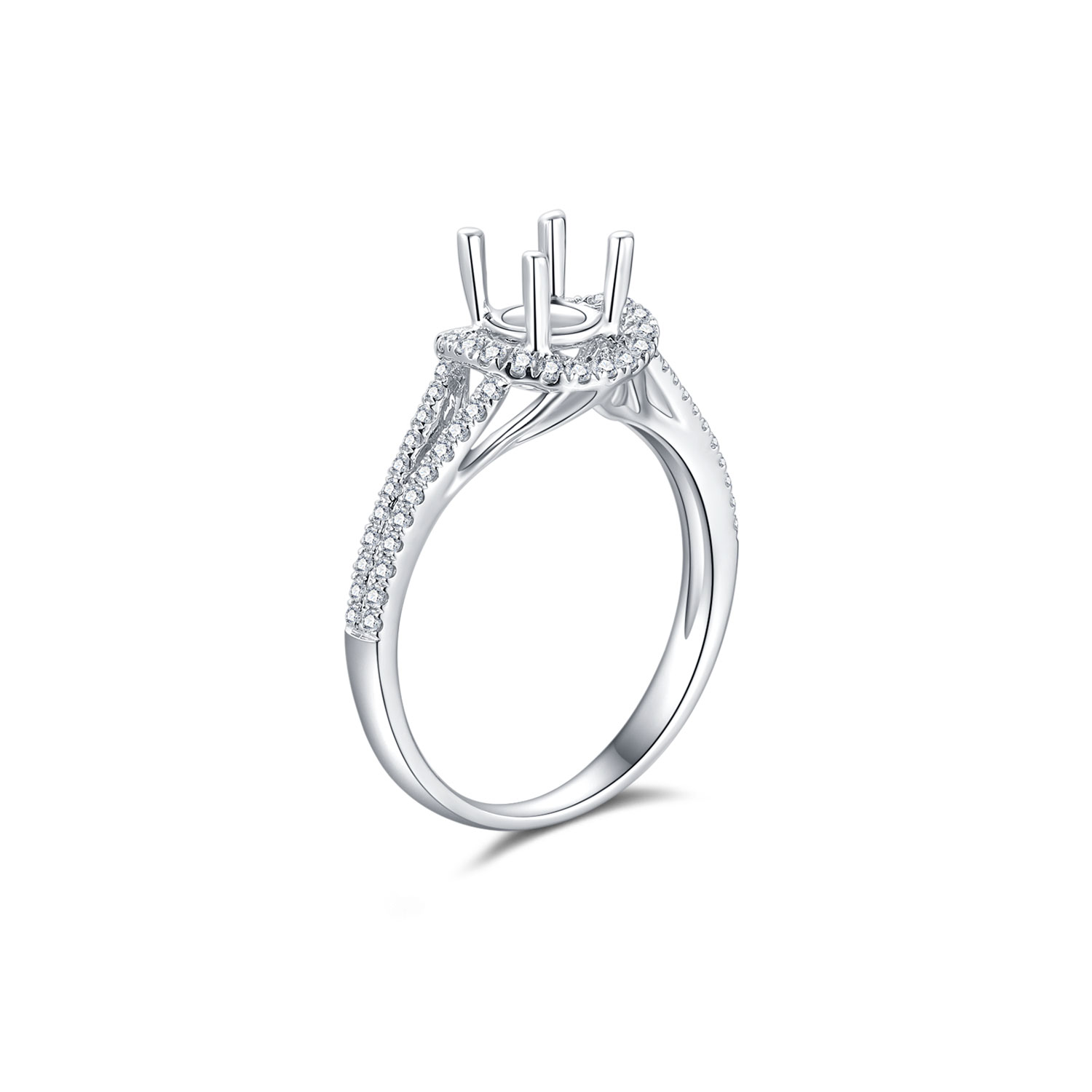 18K WHITE GOLD NATURAL DIAMOND SEMI MOUNTING RING