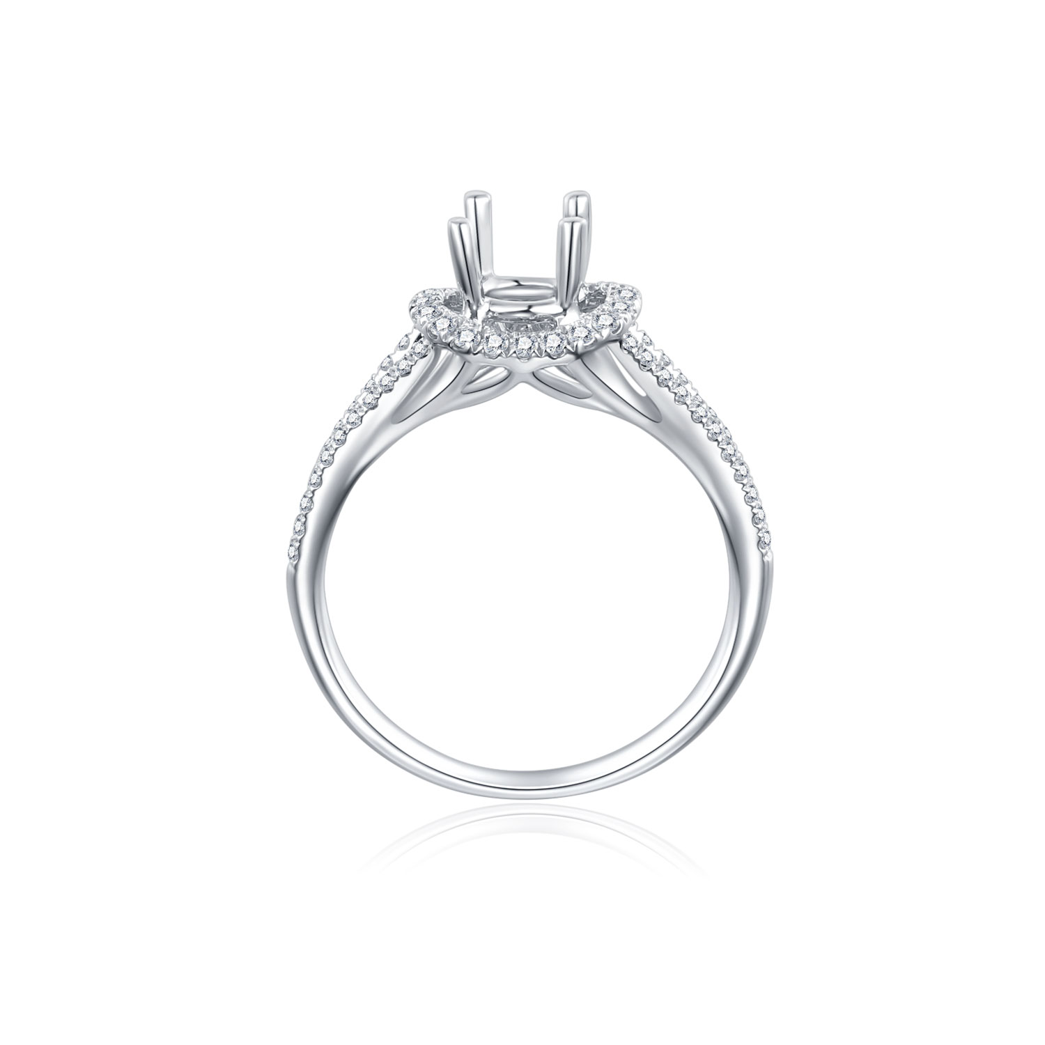 18K WHITE GOLD NATURAL DIAMOND SEMI MOUNTING RING