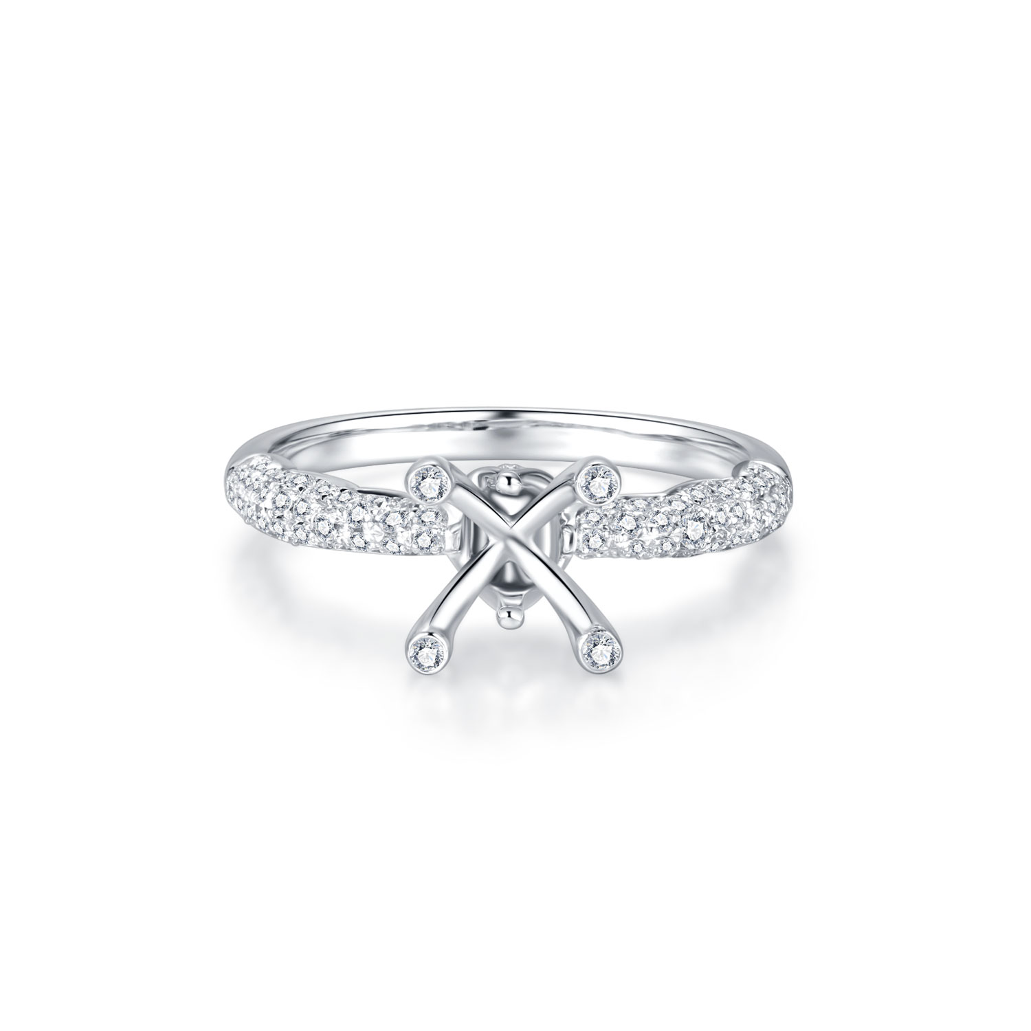 18K WHITE GOLD NATURAL DIAMOND SEMI MOUNTING RING