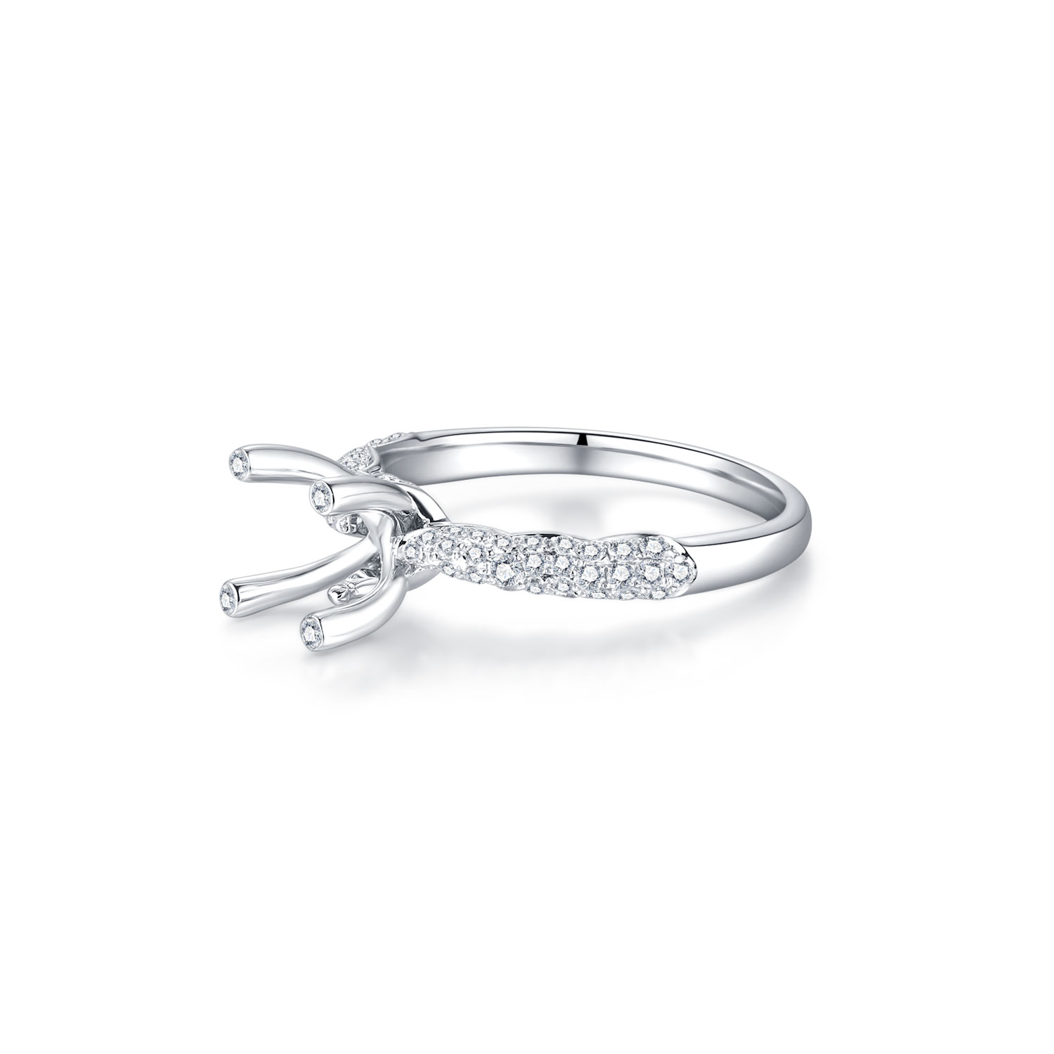 18K WHITE GOLD NATURAL DIAMOND SEMI MOUNTING RING