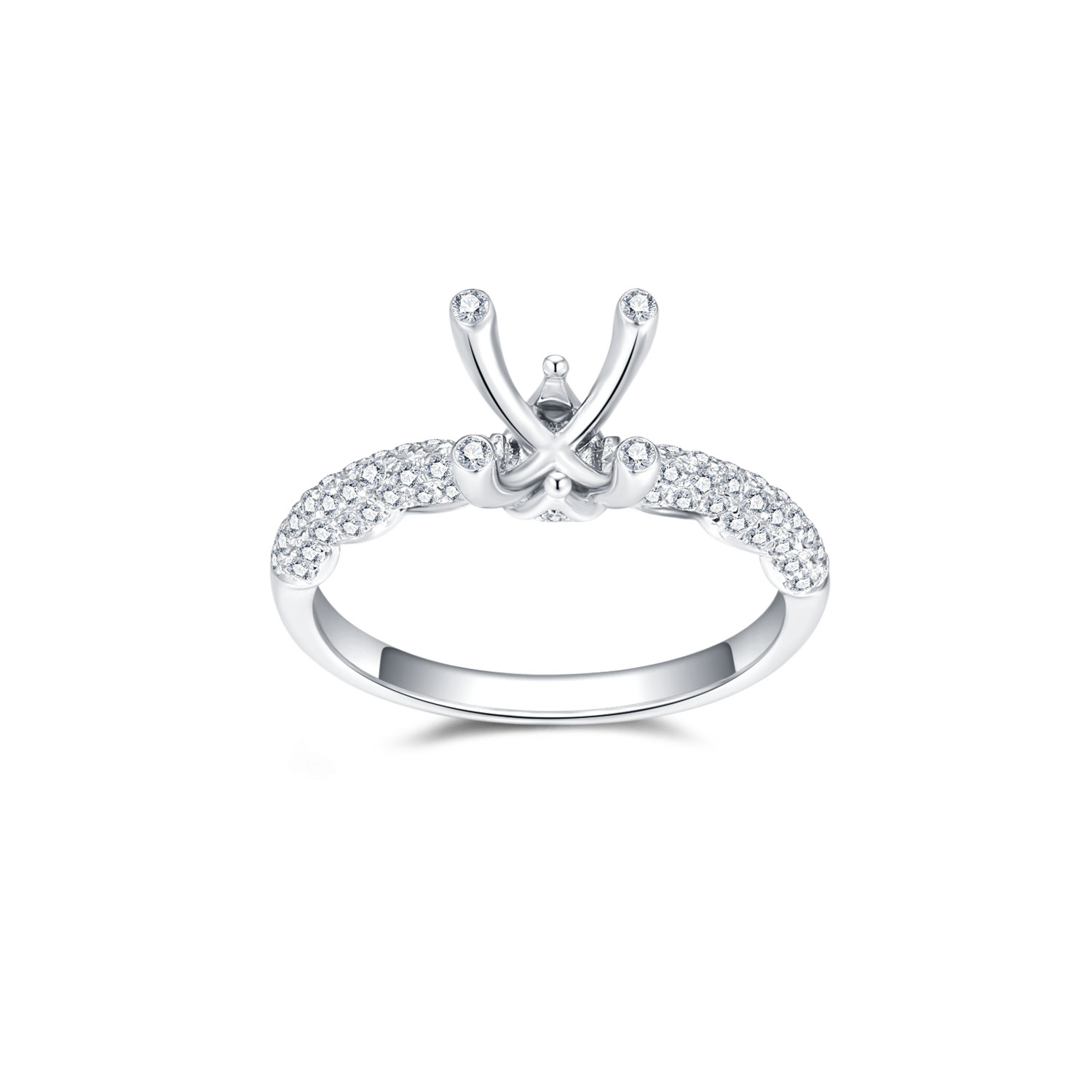 18K WHITE GOLD NATURAL DIAMOND SEMI MOUNTING RING