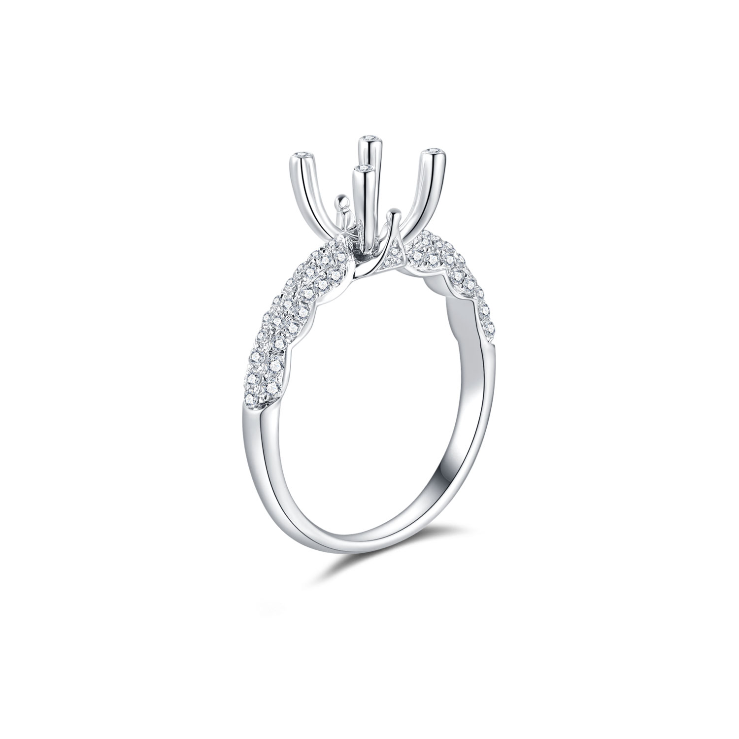 18K WHITE GOLD NATURAL DIAMOND SEMI MOUNTING RING