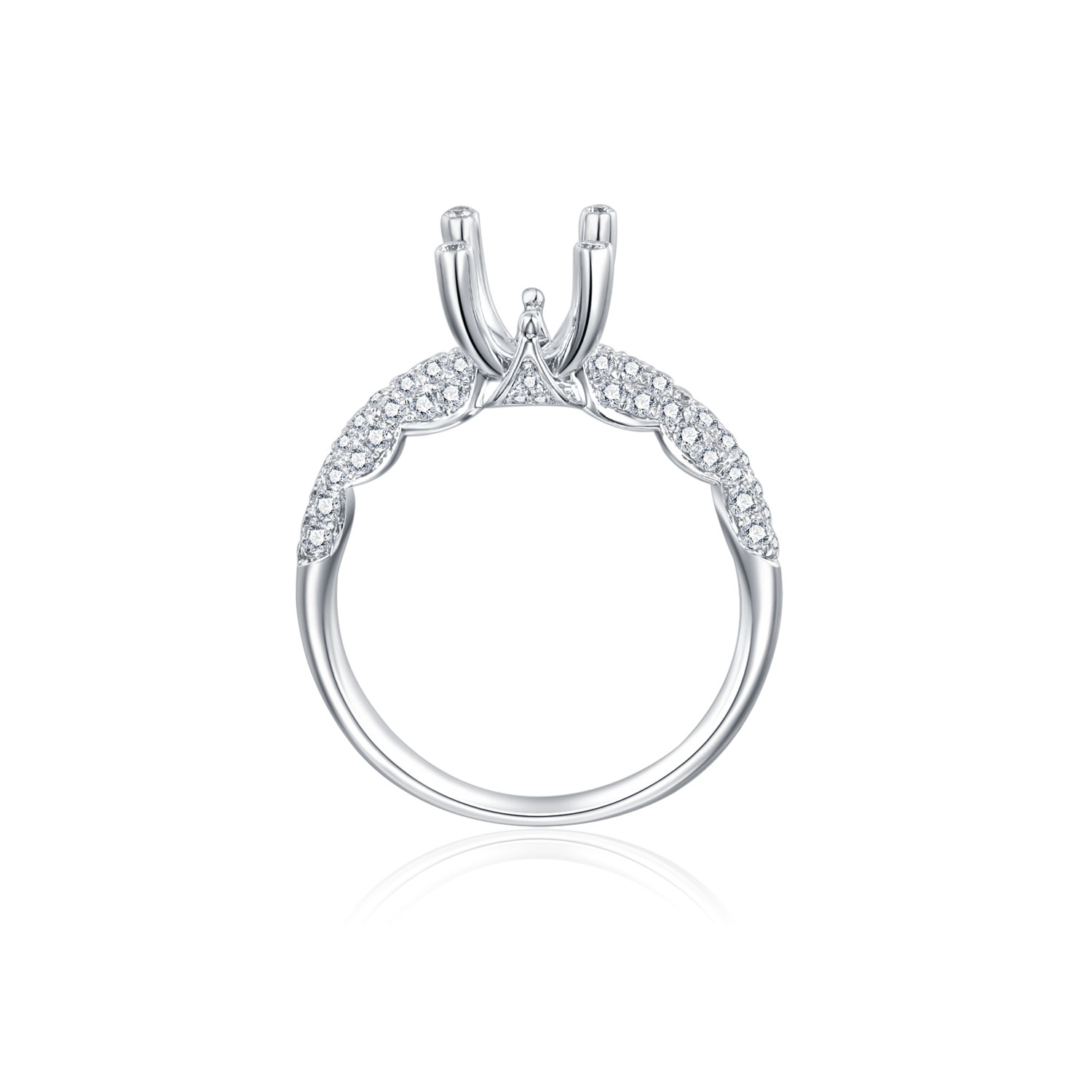 18K WHITE GOLD NATURAL DIAMOND SEMI MOUNTING RING