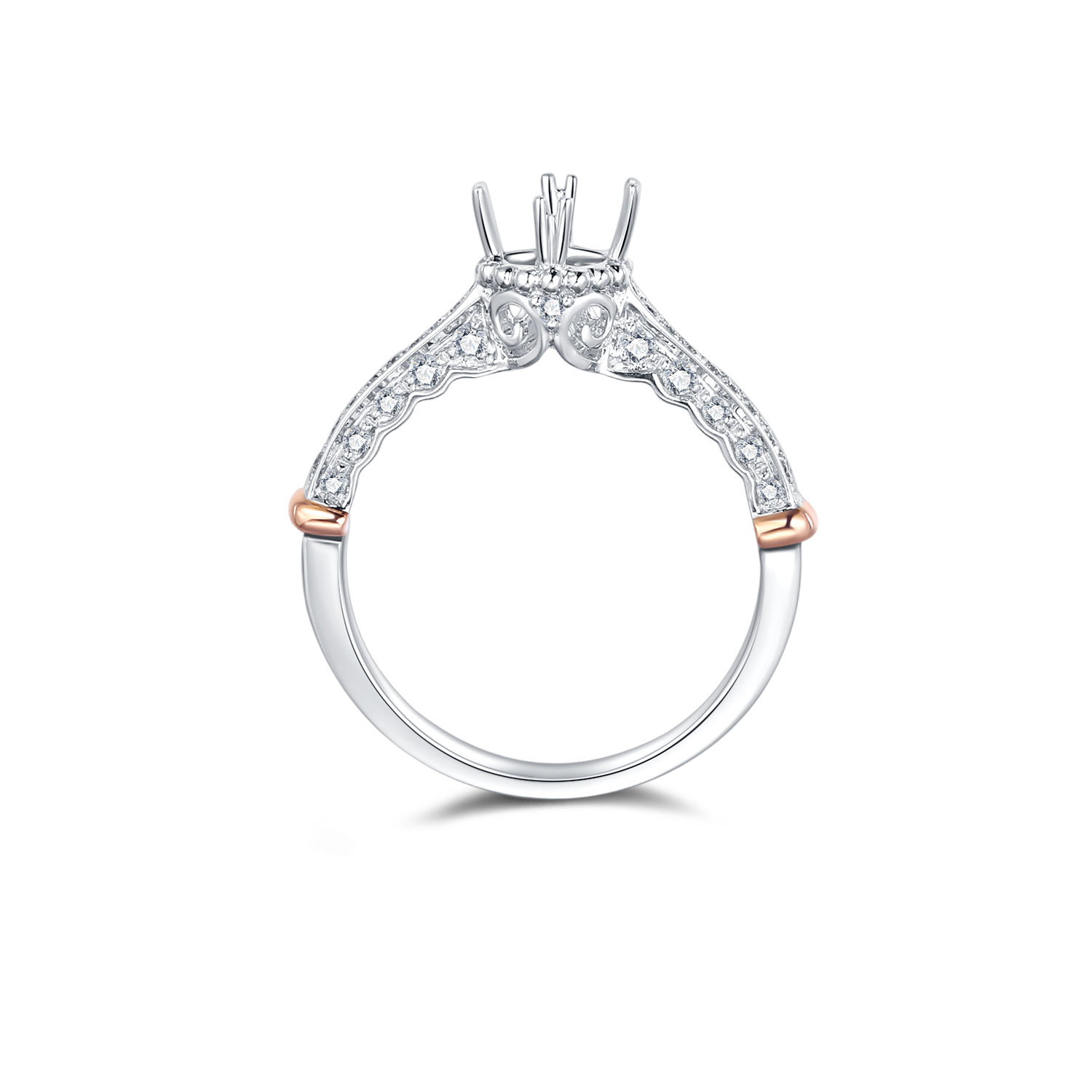 18K WHITE GOLD NATURAL DIAMOND SEMI MOUNTING RING