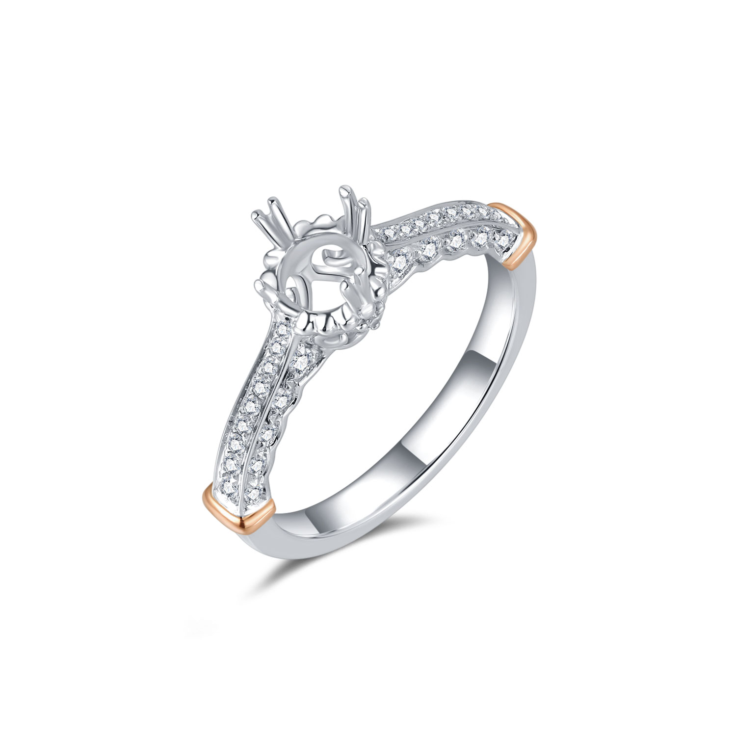 18K WHITE GOLD NATURAL DIAMOND SEMI MOUNTING RING