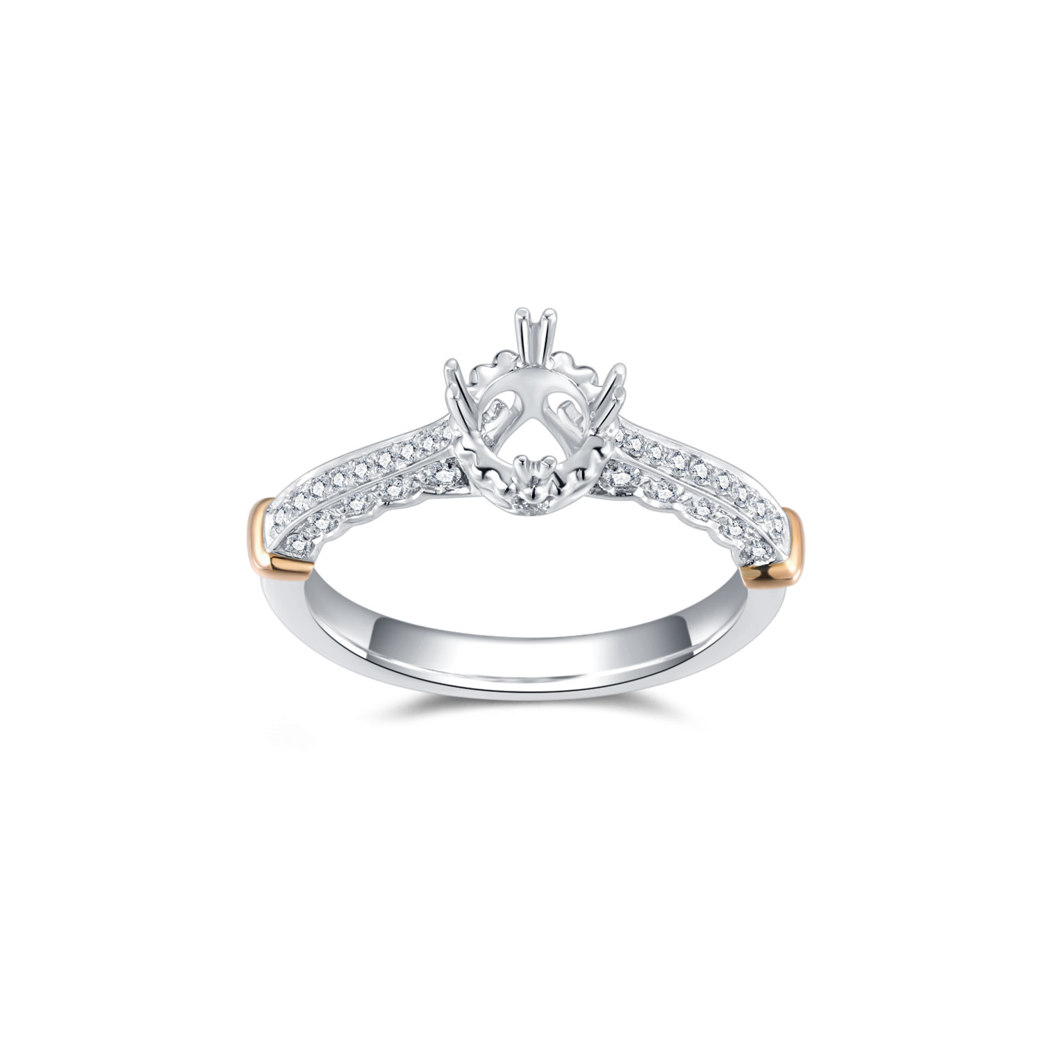 18K WHITE GOLD NATURAL DIAMOND SEMI MOUNTING RING