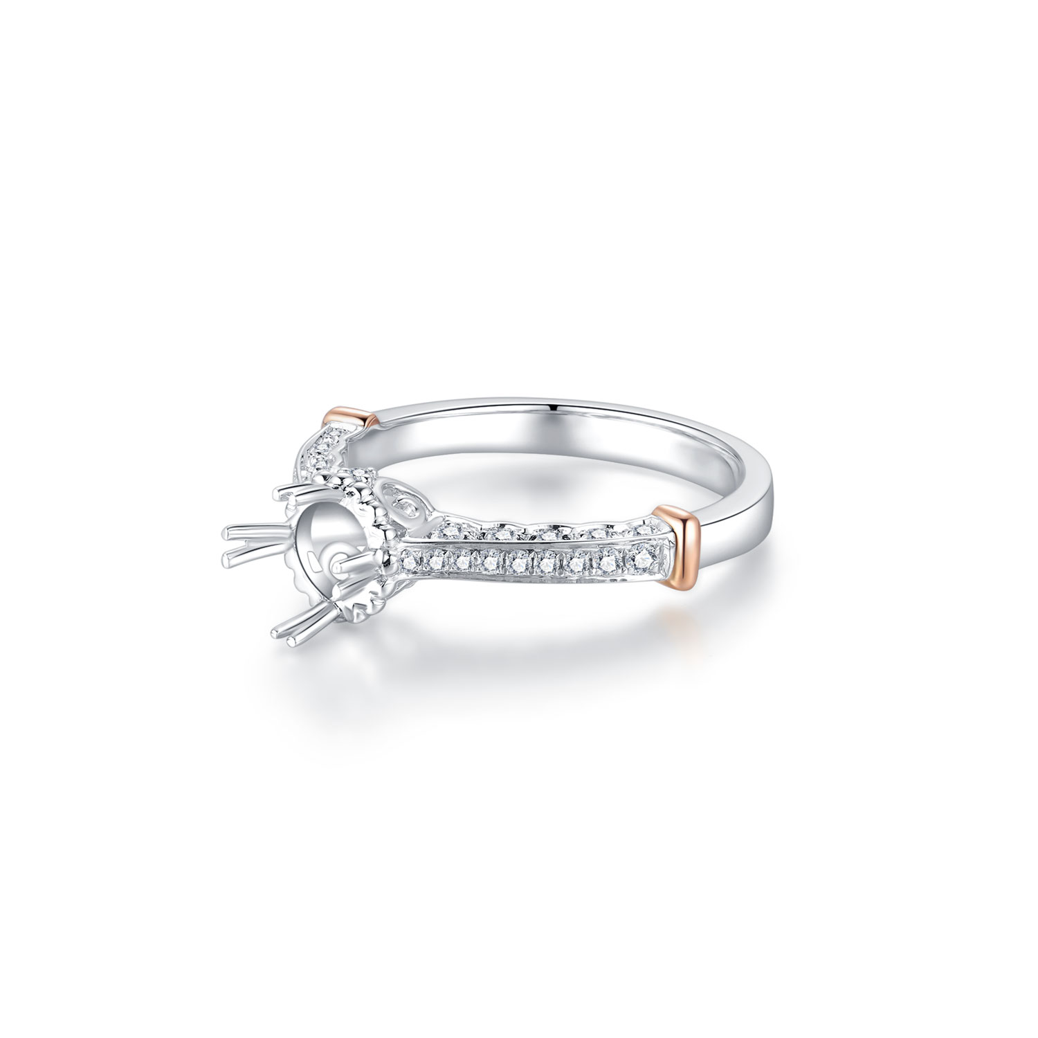 18K WHITE GOLD NATURAL DIAMOND SEMI MOUNTING RING