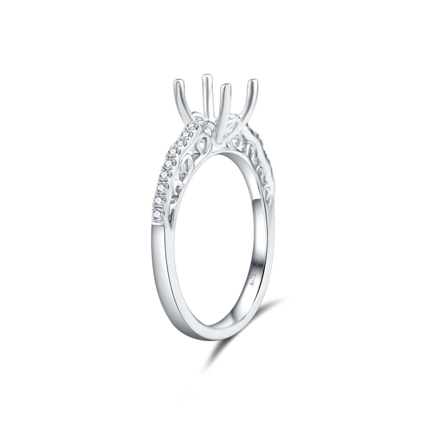 18K WHITE GOLD NATURAL DIAMOND SEMI MOUNTING RING