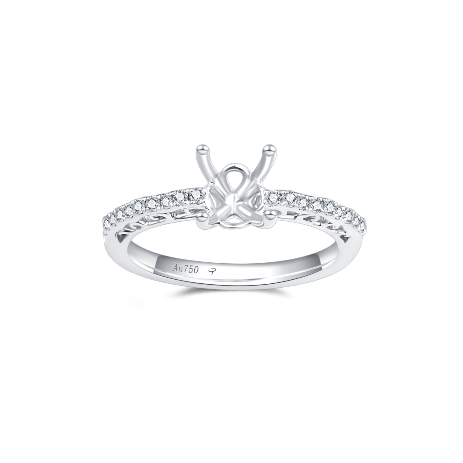 18K WHITE GOLD NATURAL DIAMOND SEMI MOUNTING RING