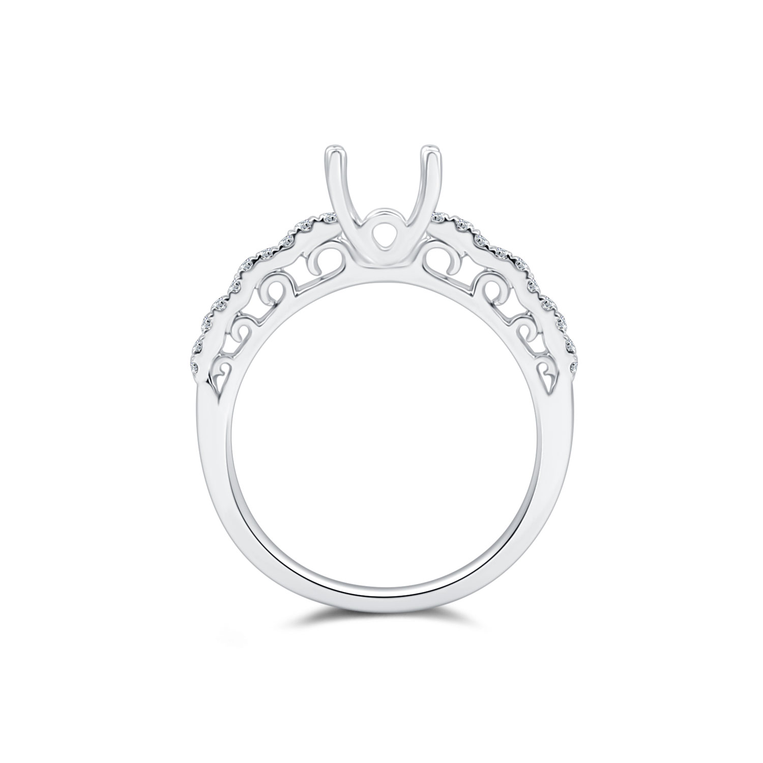 18K WHITE GOLD NATURAL DIAMOND SEMI MOUNTING RING