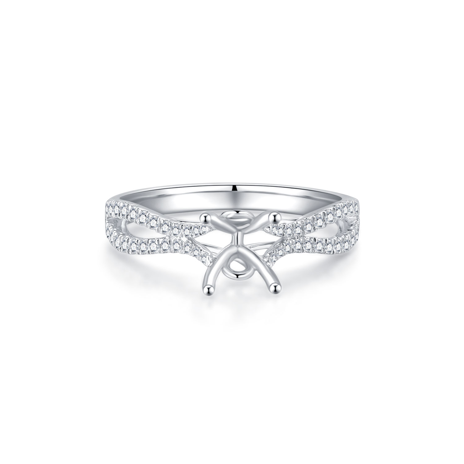18K WHITE GOLD NATURAL DIAMOND SEMI MOUNTING RING