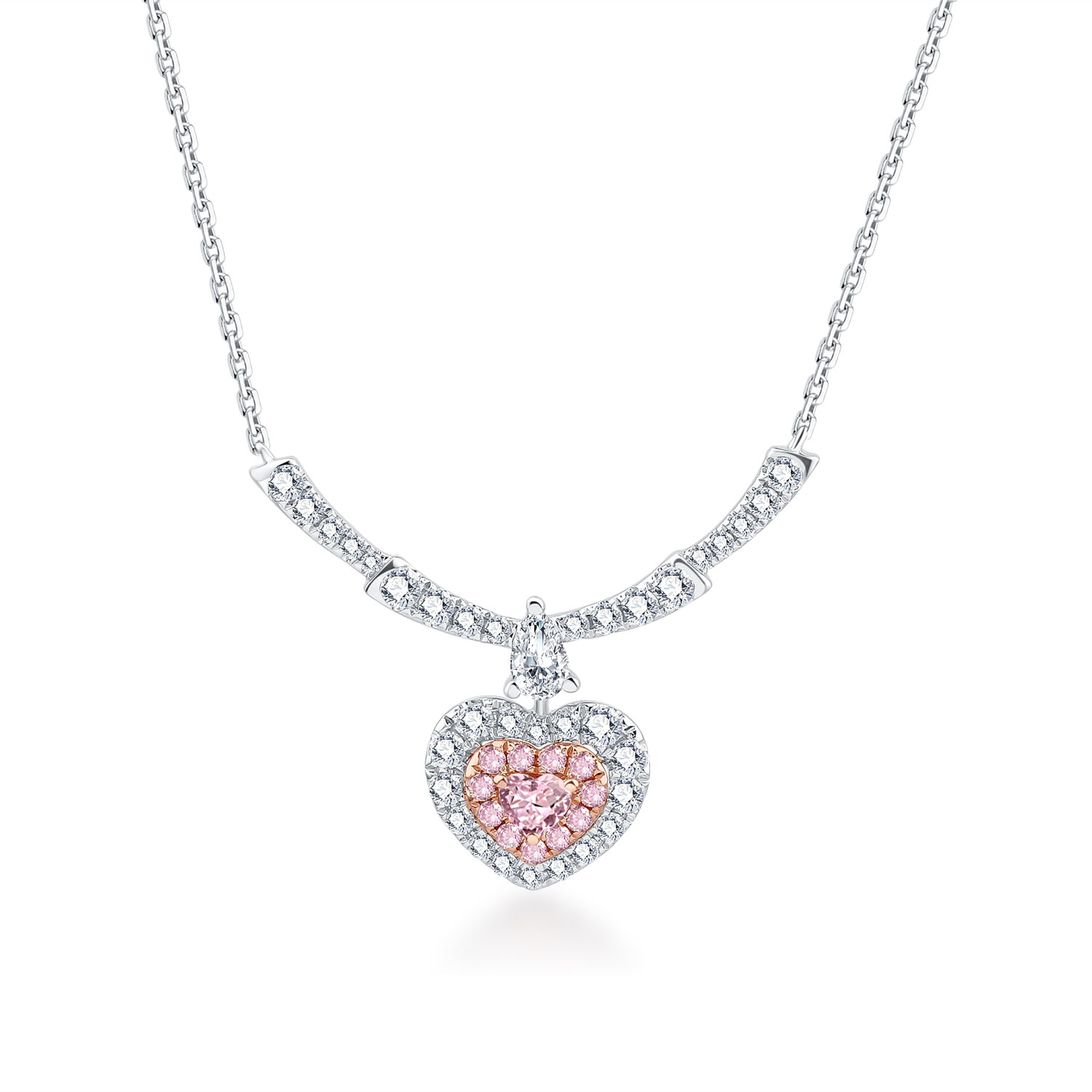 EXCLUSIVE 18K WHITE AND ROSE GOLD PINK DIAMOND NECKLACE