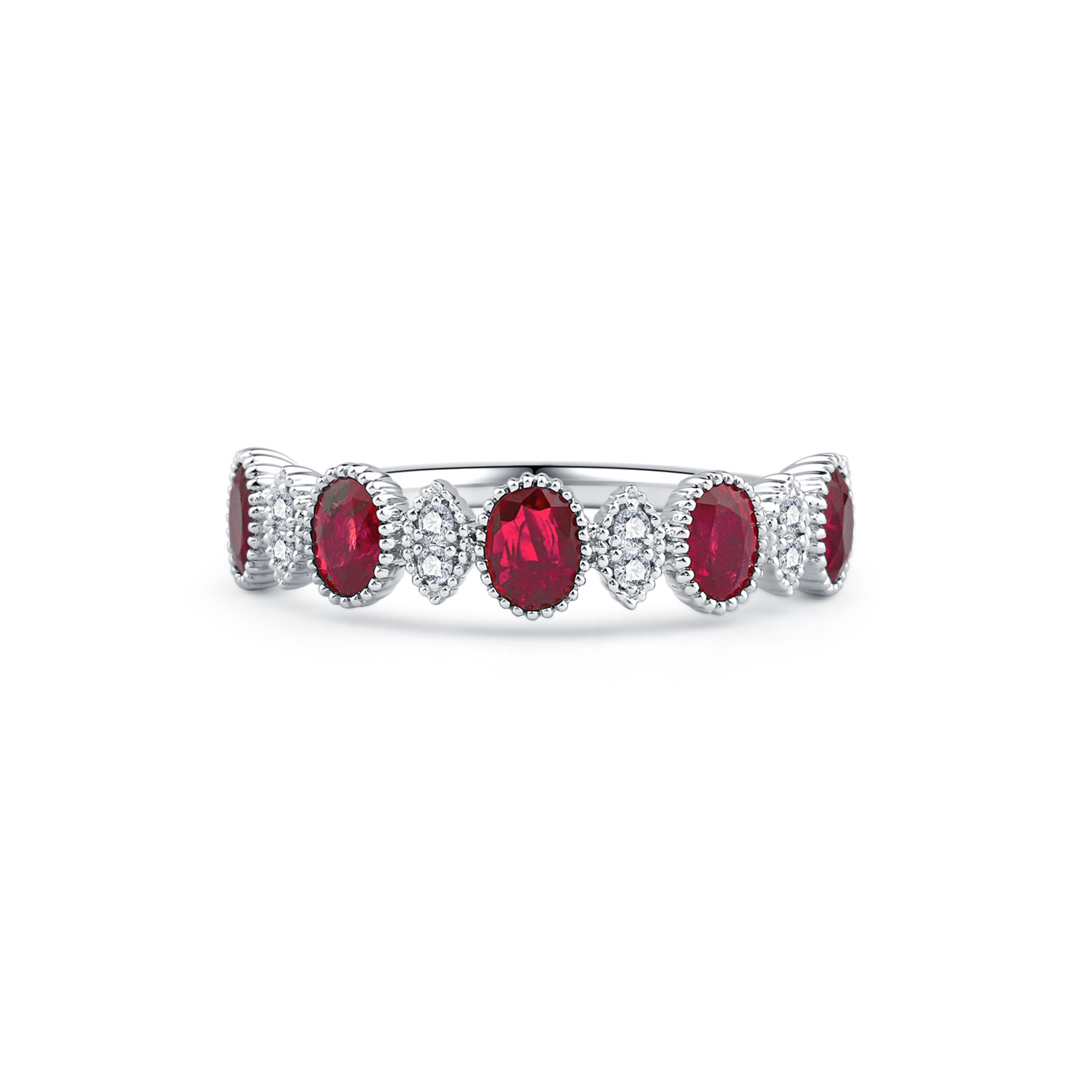 18K WHITE GOLD NATURAL DIAMOND RUBY RING
