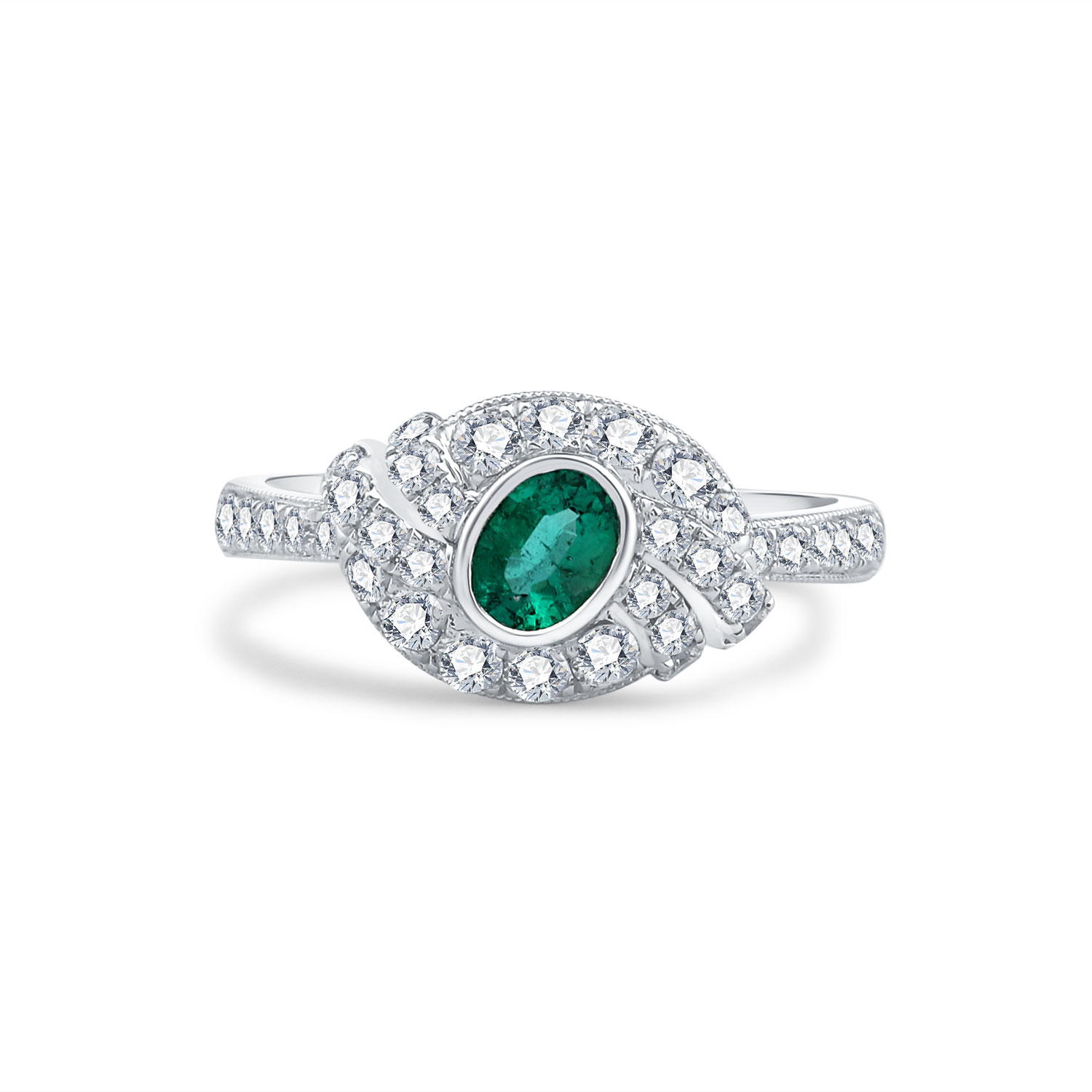 PT950 REAL NATURAL DIAMOND EMERALD RING