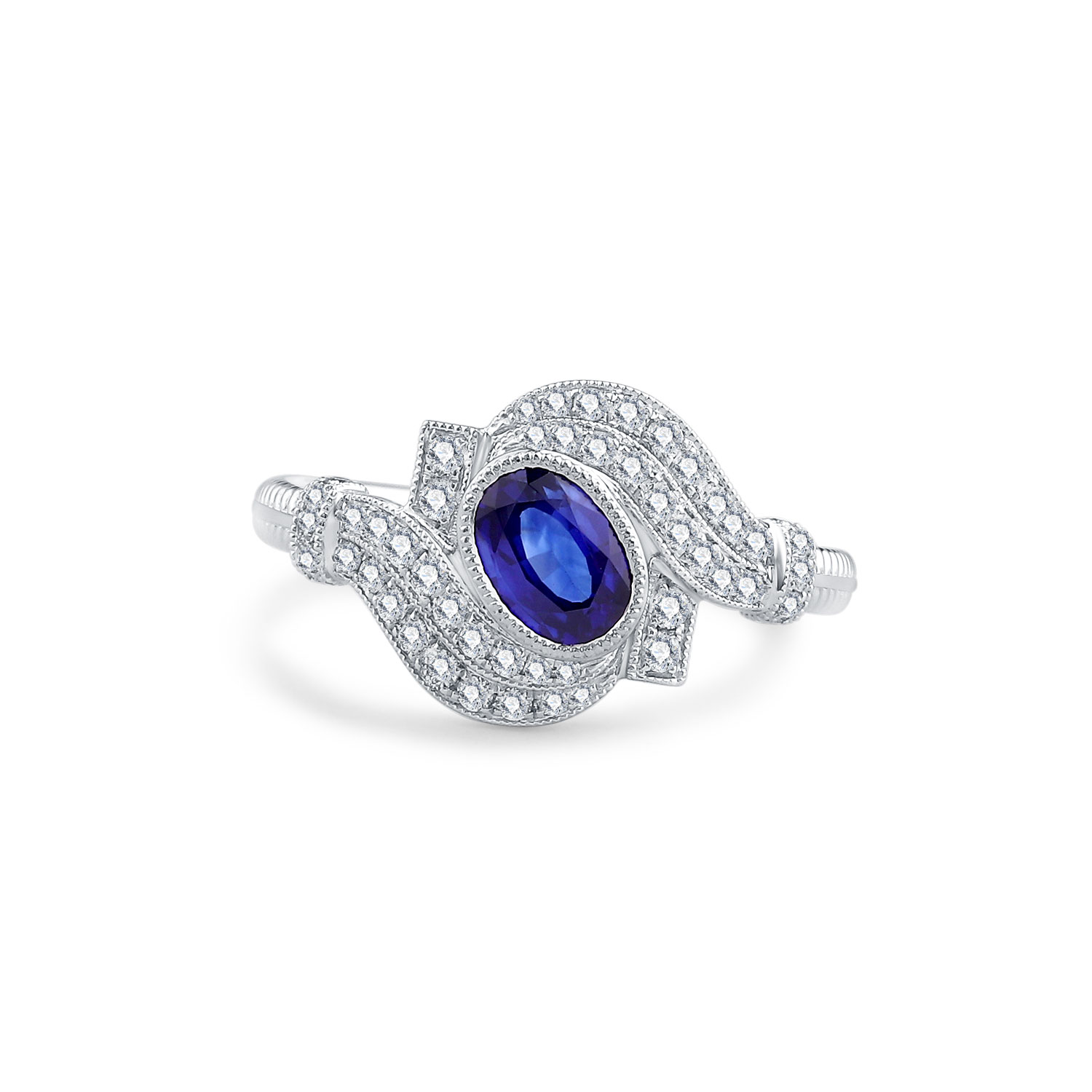 PT950 NATURAL DIAMOND SAPPHIRE RING
